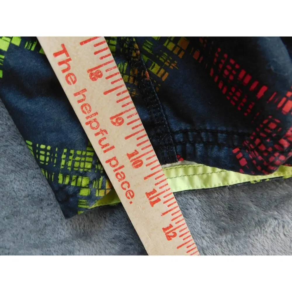 Nike Board Shorts Mens 30 Black Multicolor Swim Trunks Lace Up Pocket Surf Logo